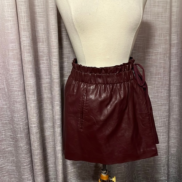 Jolt faux leather mini skirt paper bag waist and pockets - Picture 1 of 7